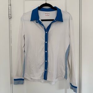 Kinona Women's Class Act Long Sleeve Collared Golf Shirt Button Up Sz M